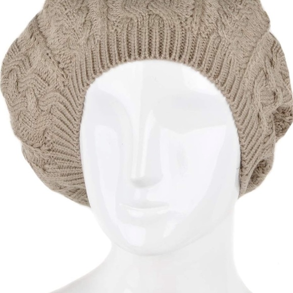 Lightweight Crochet Knitted Style Beanie Hat for Women, Slouchy Hat Tan - Picture 3 of 5